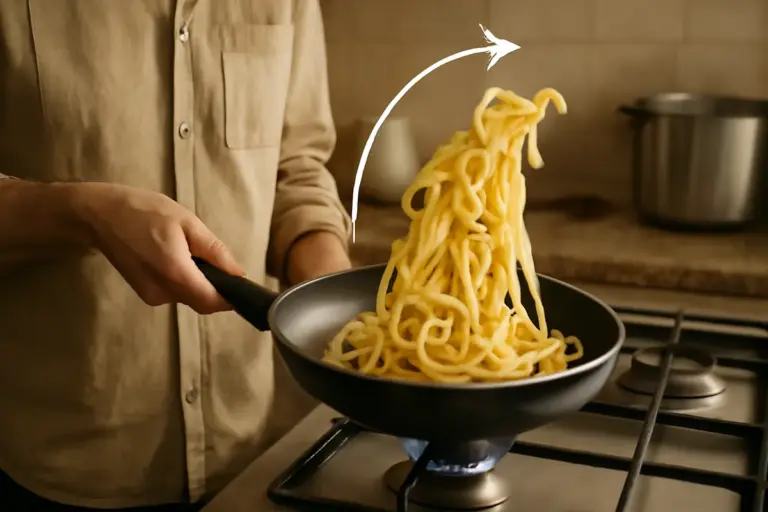 Tecnica per saltare la pasta in padella: il movimento giusto che evita che si rompa o si asciughi troppo